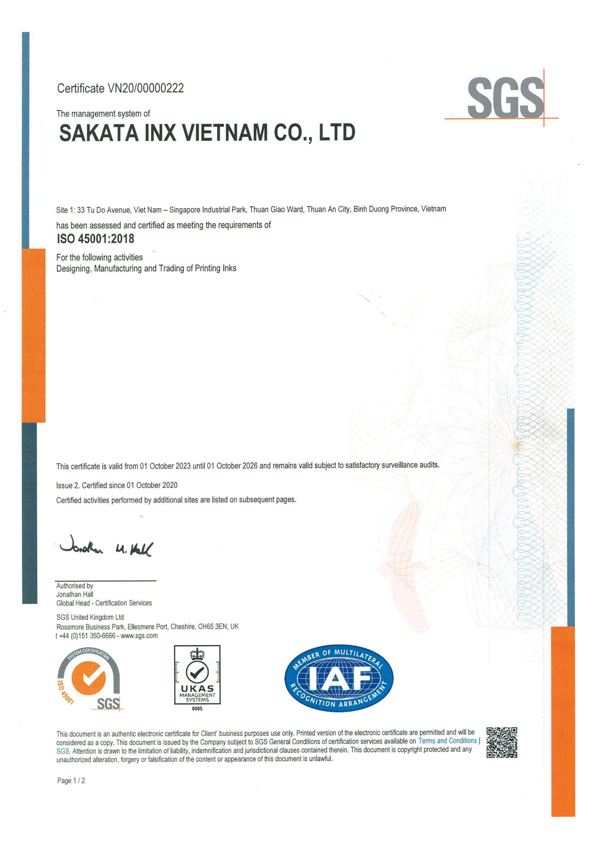 ISO 45001:2018 Certification in Occupational health and safety management system Standards